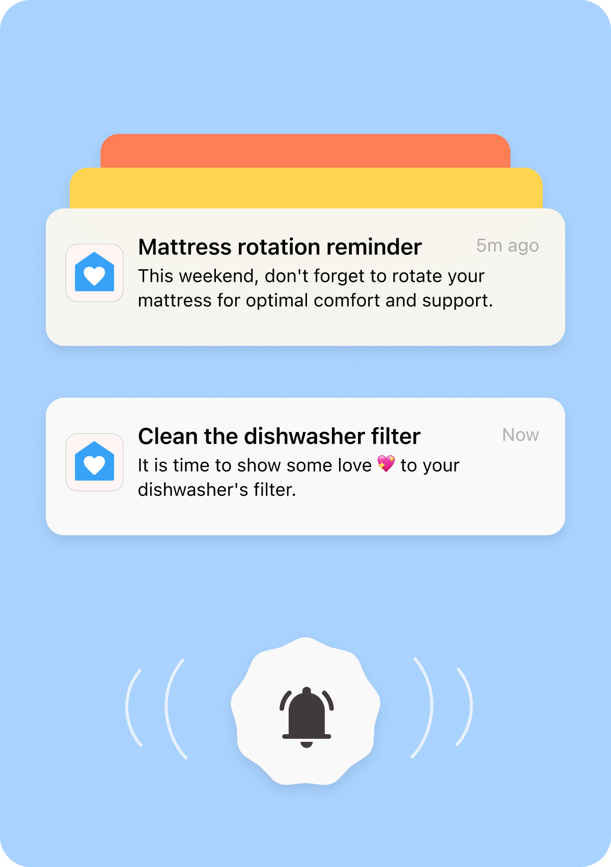 Notifications and reminders for home maintenance and cleaning tasks 